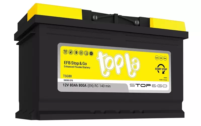 Автомобильный аккумулятор TOPLA EFB 80Ah 800A оп